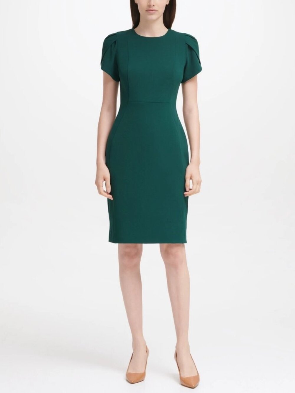 💼 Calvin Klein Petite 0P Emerald Green Sheath Dress Work Office Career Formal
